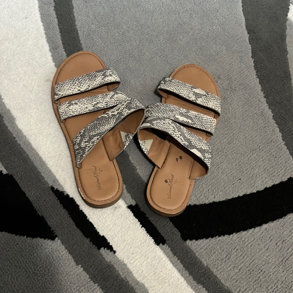 Snake print flip flops